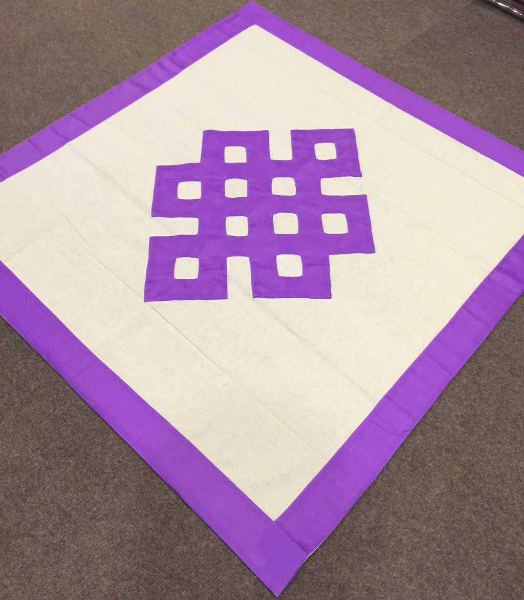 Tibetan pure cotton purple endless knot table cover / altar cloth/shrine cover