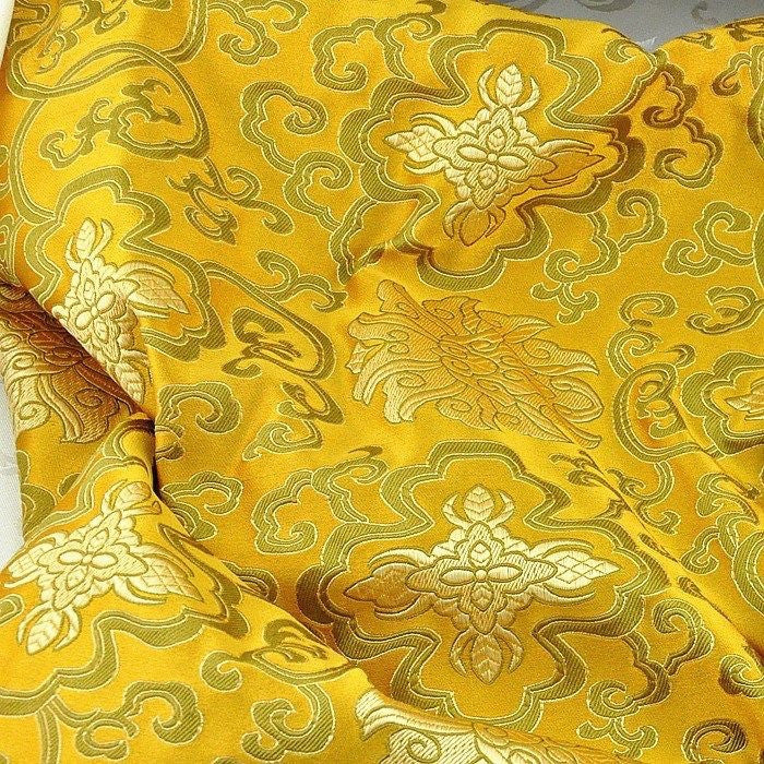 Tibetan yellow lotus design silk brocade / silk fabrics