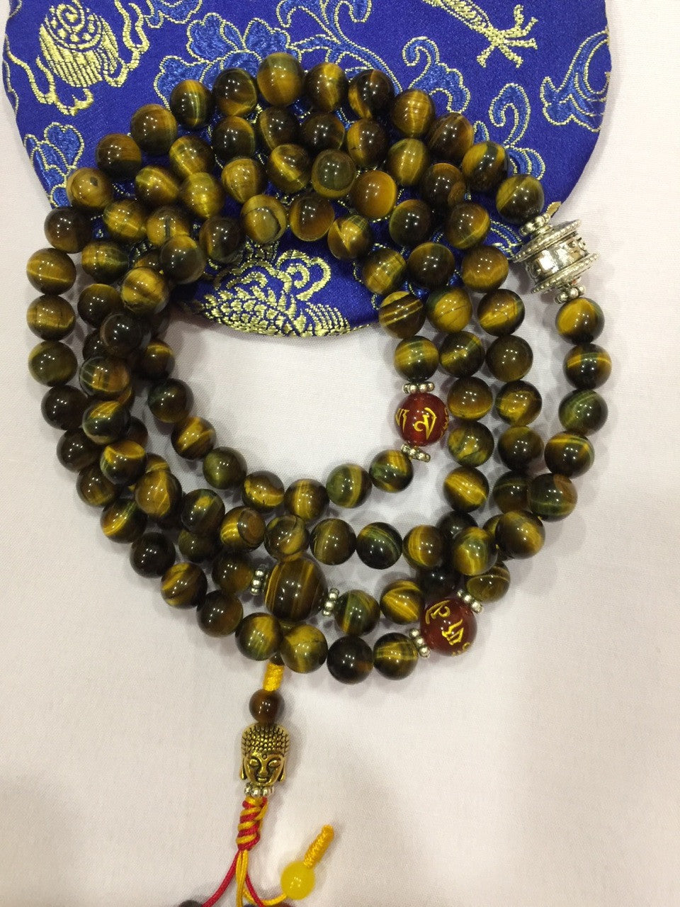 Tibetan Tiger Eye Stone Mala / Buddhist Prayer Beads