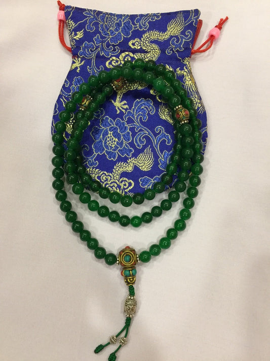 Tibetan Buddhist Jade Stone Mala / Prayer Beads