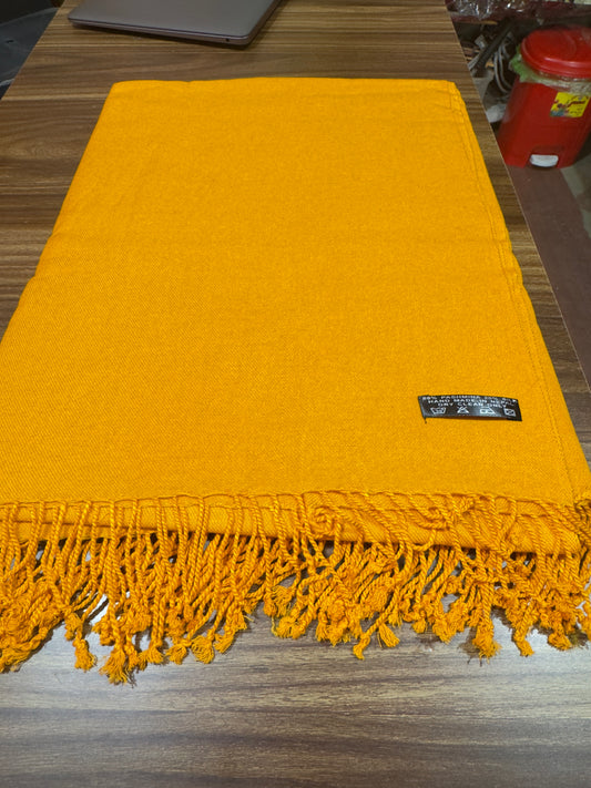 Tibetan buddhist large pashmina and silk golden yellow meditation shawl /monk shawl