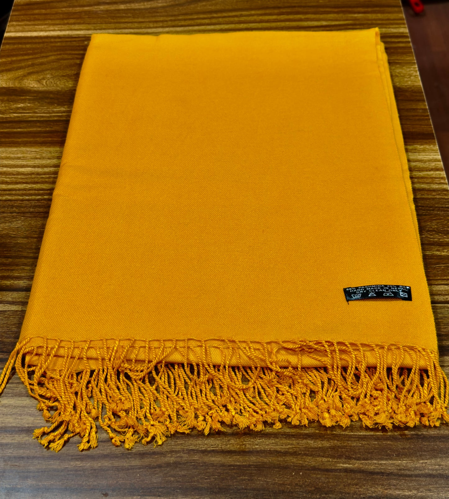 Tibetan buddhist large pashmina and silk golden yellow meditation shawl /monk shawl