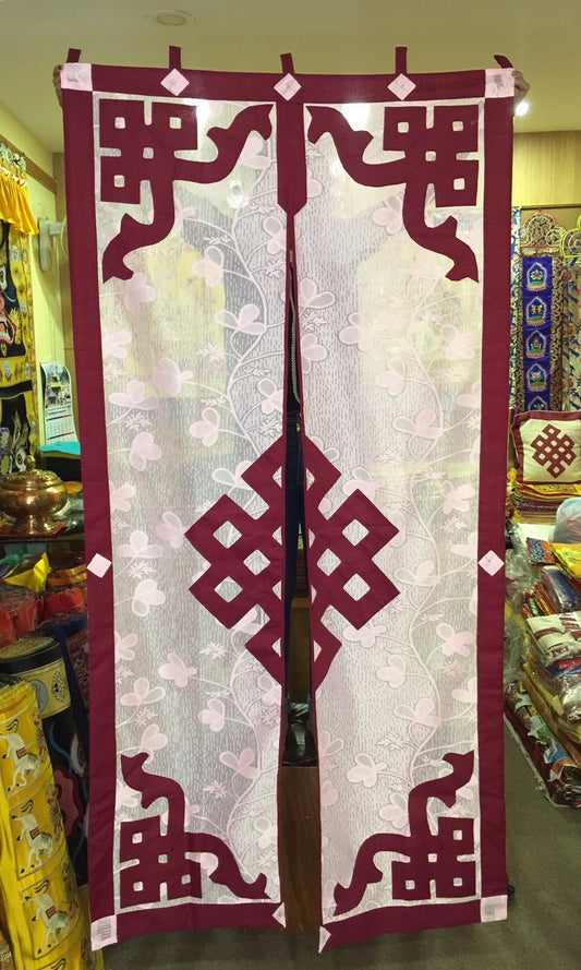 Tibetan buddhist lacy / net endless knot split door curtain / door hanging