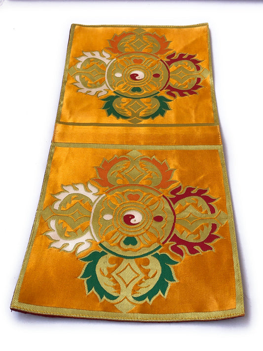 Tibetan buddhist medium yellow double Dorje placemat / shrine table cloth