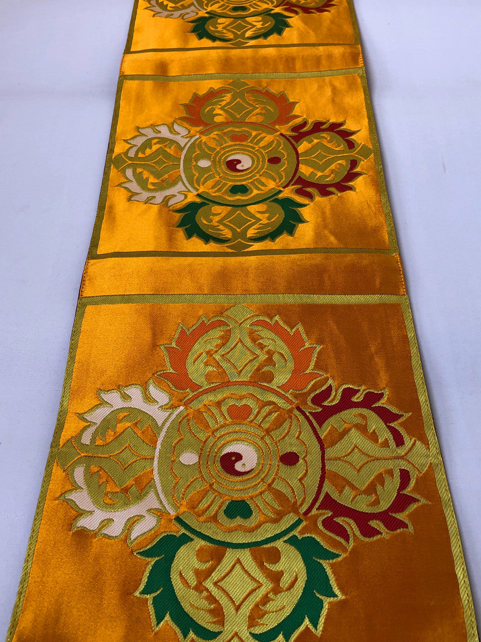 Tibetan buddhist large yellow double Dorje placemat / shrine table cloth/cover