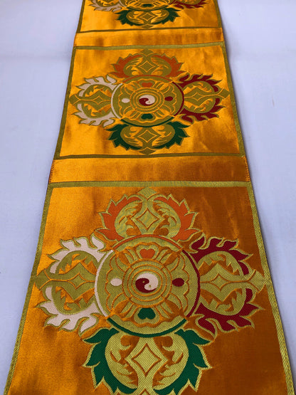 Grand napperon/nappe/couverture de table de sanctuaire bouddhiste tibétain jaune double Dorje