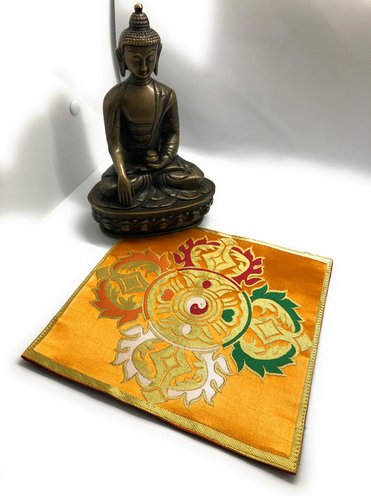 Tibetan buddhist yellow double Dorje placemat / shrine table cloth