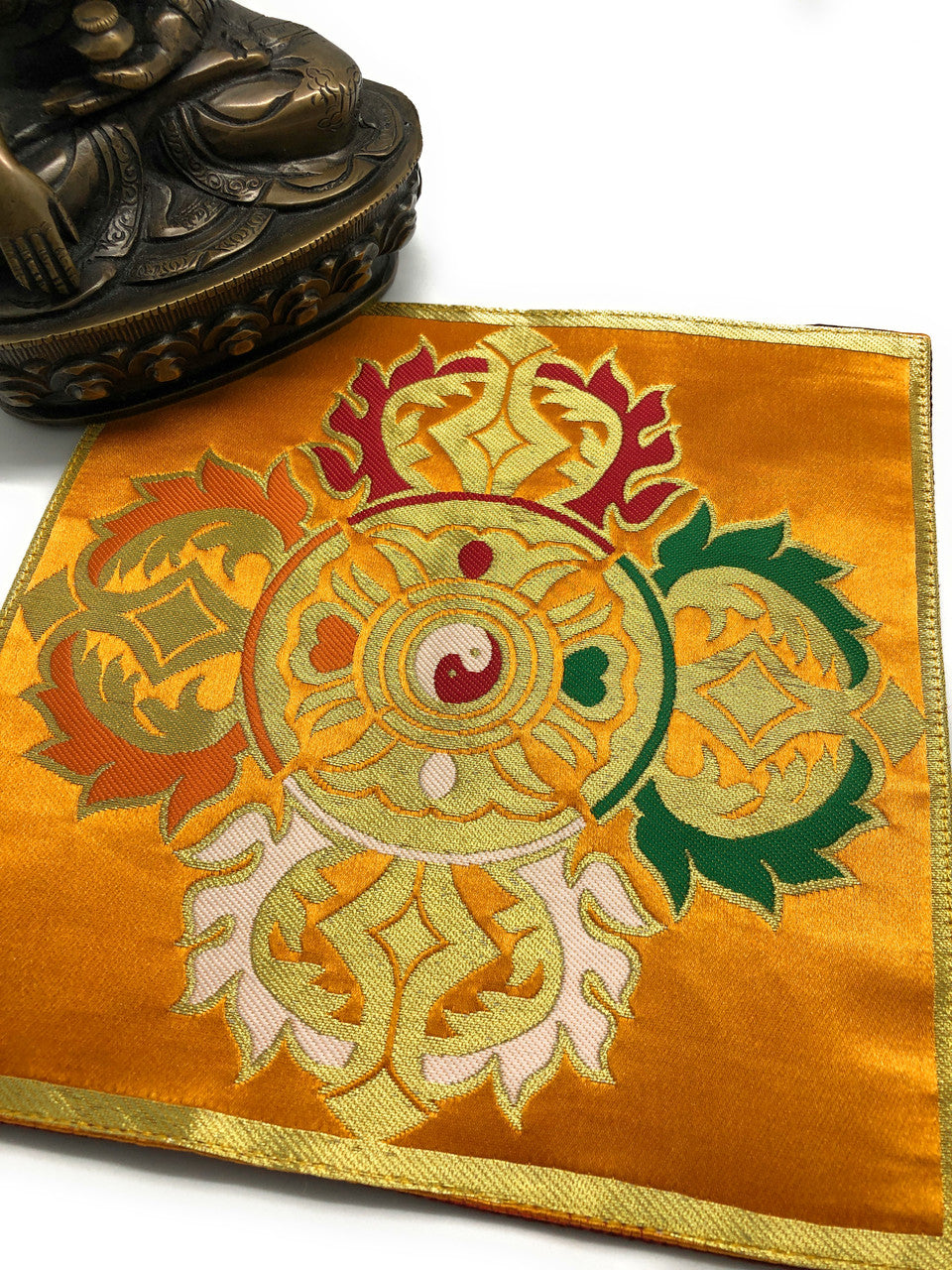 Tibetan buddhist yellow double Dorje placemat / shrine table cloth