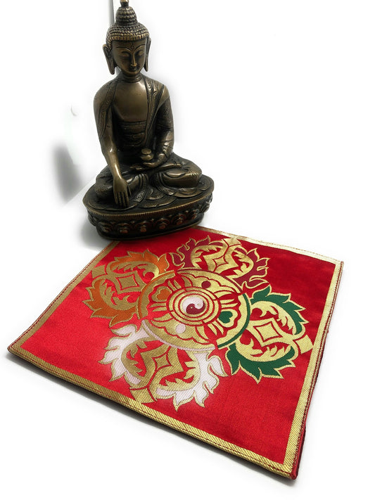 Tibetan buddhist red double Dorje placemat / shrine table cloth