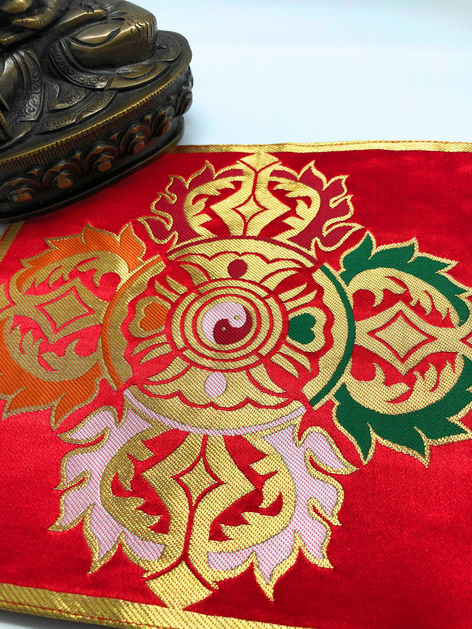 Tibetan buddhist red double Dorje placemat / shrine table cloth