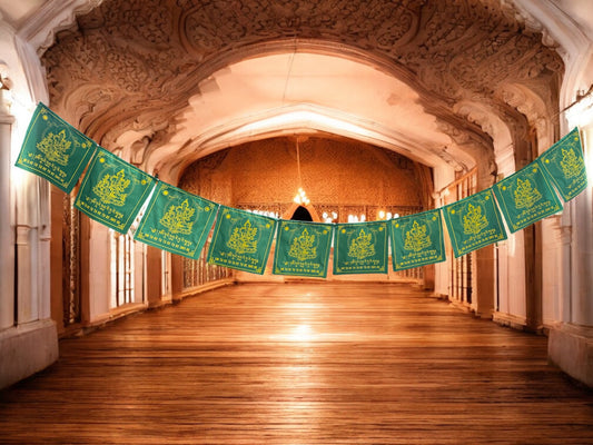 Tibetan buddhist green tara cotton prayer flags/all green