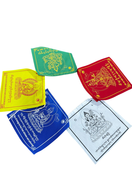 Tibetan buddhist mix deities cotton prayer flags