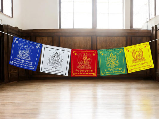 Tibetan buddhist mix deities cotton prayer flags