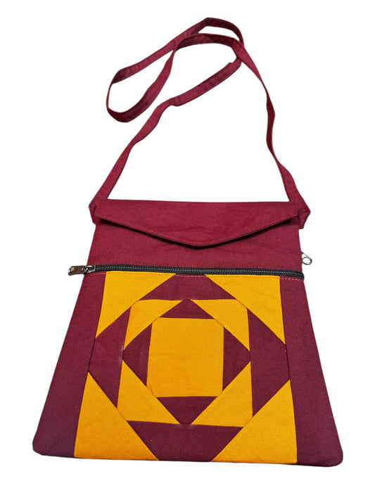 Tibetan buddhist traditional handmade cotton crossbody bag / side sling bag / monk bag