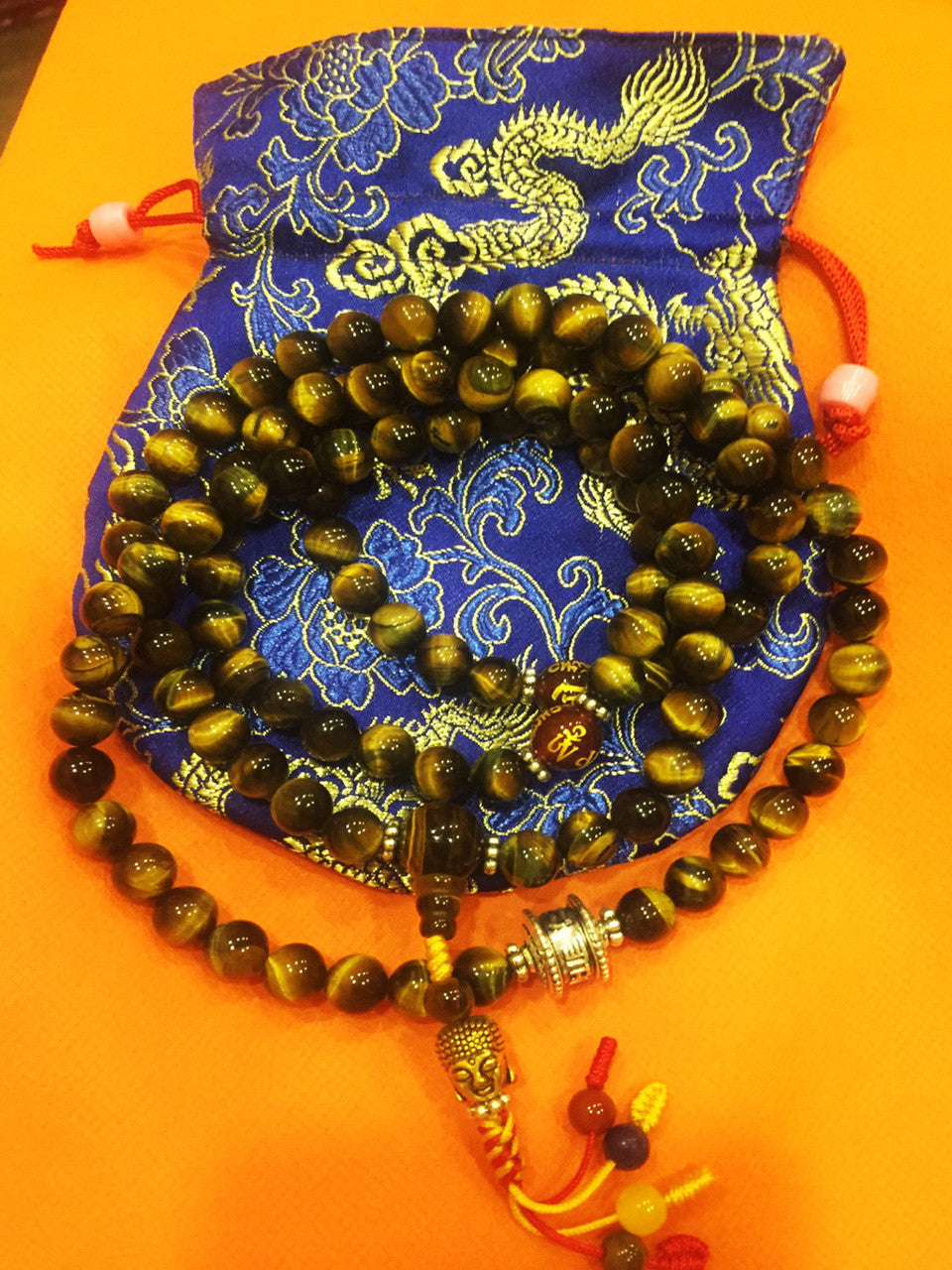 Tibetan Tiger Eye Stone Mala / Buddhist Prayer Beads