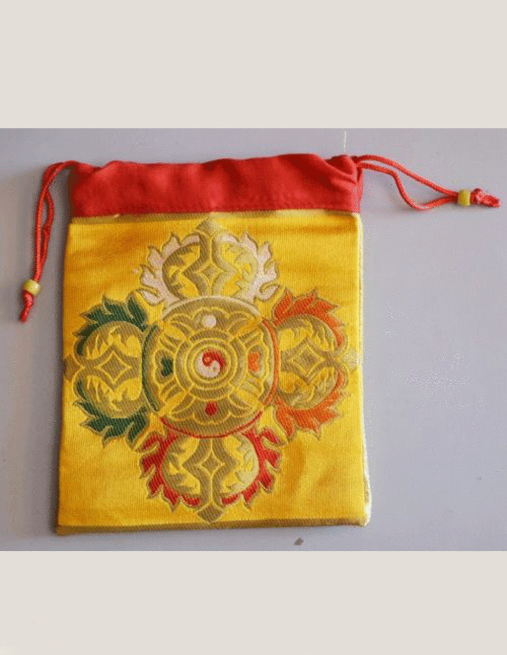 Tibetan high quality silk brocade dorje design Mala Bag / Jewellery Pouches