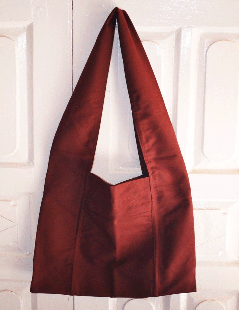 Tibetan buddhism dark maroon cotton monk shoulder bag