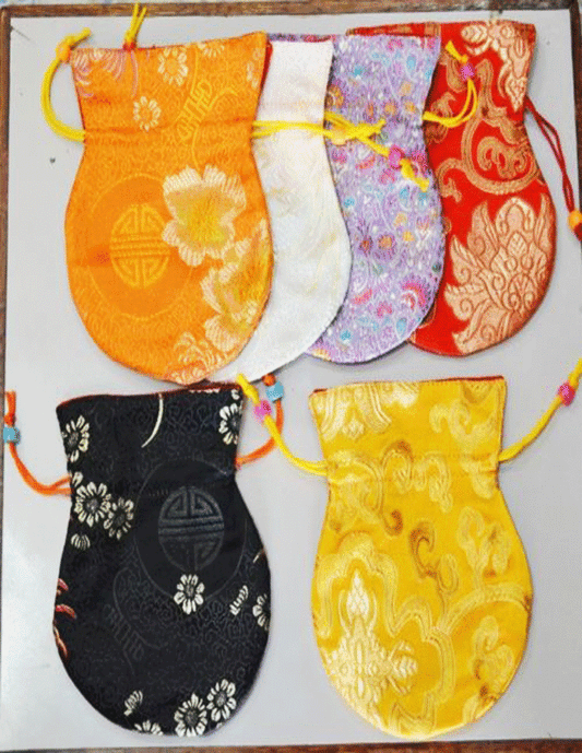 Buddhist Tibetan Silk Brocade Mala Bag / Jewelry Pouches / wholesale set of 6 pc