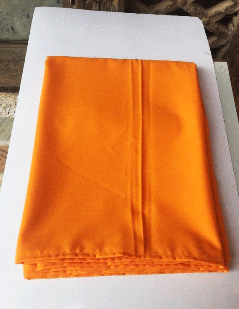 TIBETAN YELLOW / ORANGE COTTON MEDITATION SHAWL / ZEN