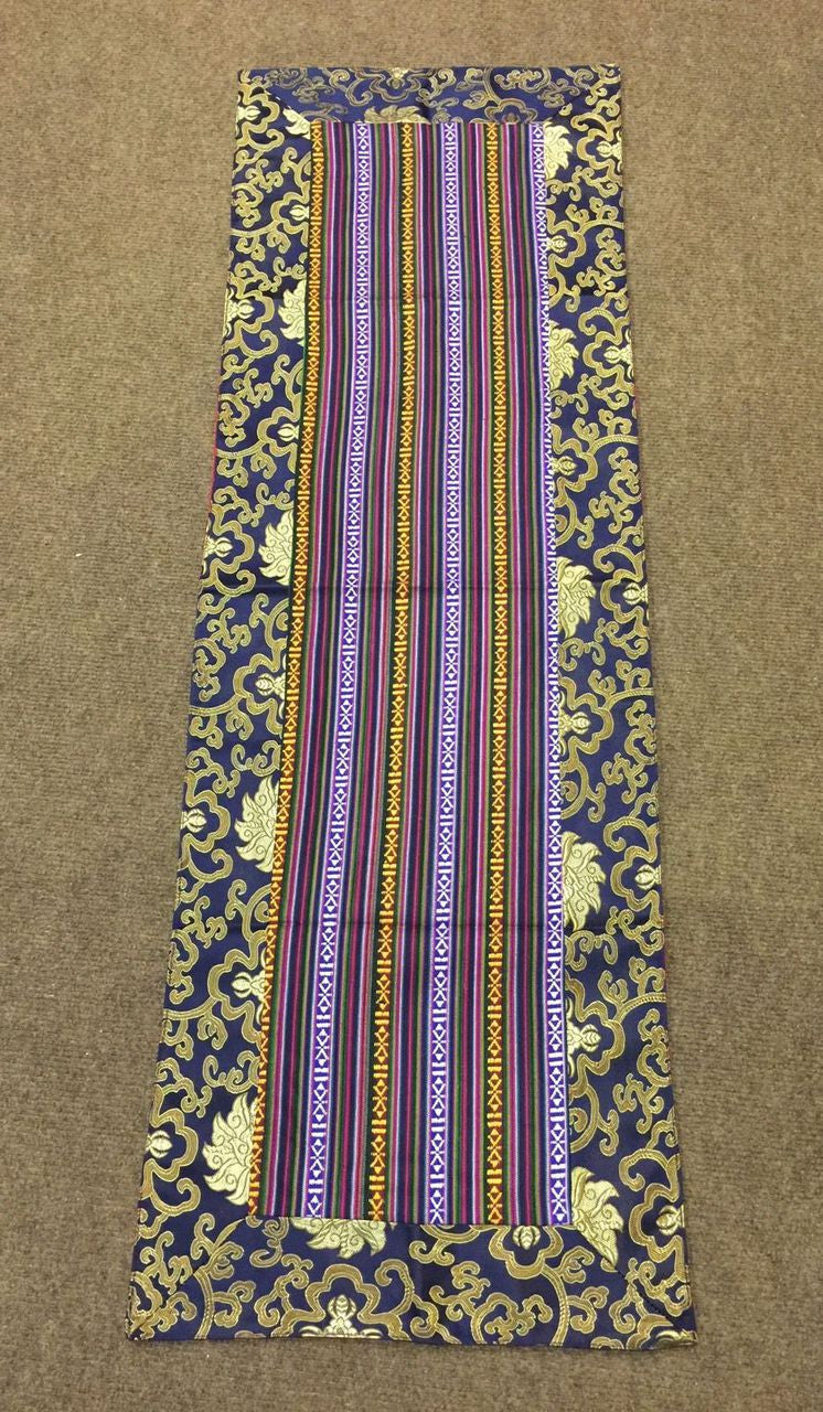 Tibetan Bhutanese blue Cotton & silk brocade Shrine table runner / altar cloth / table cover