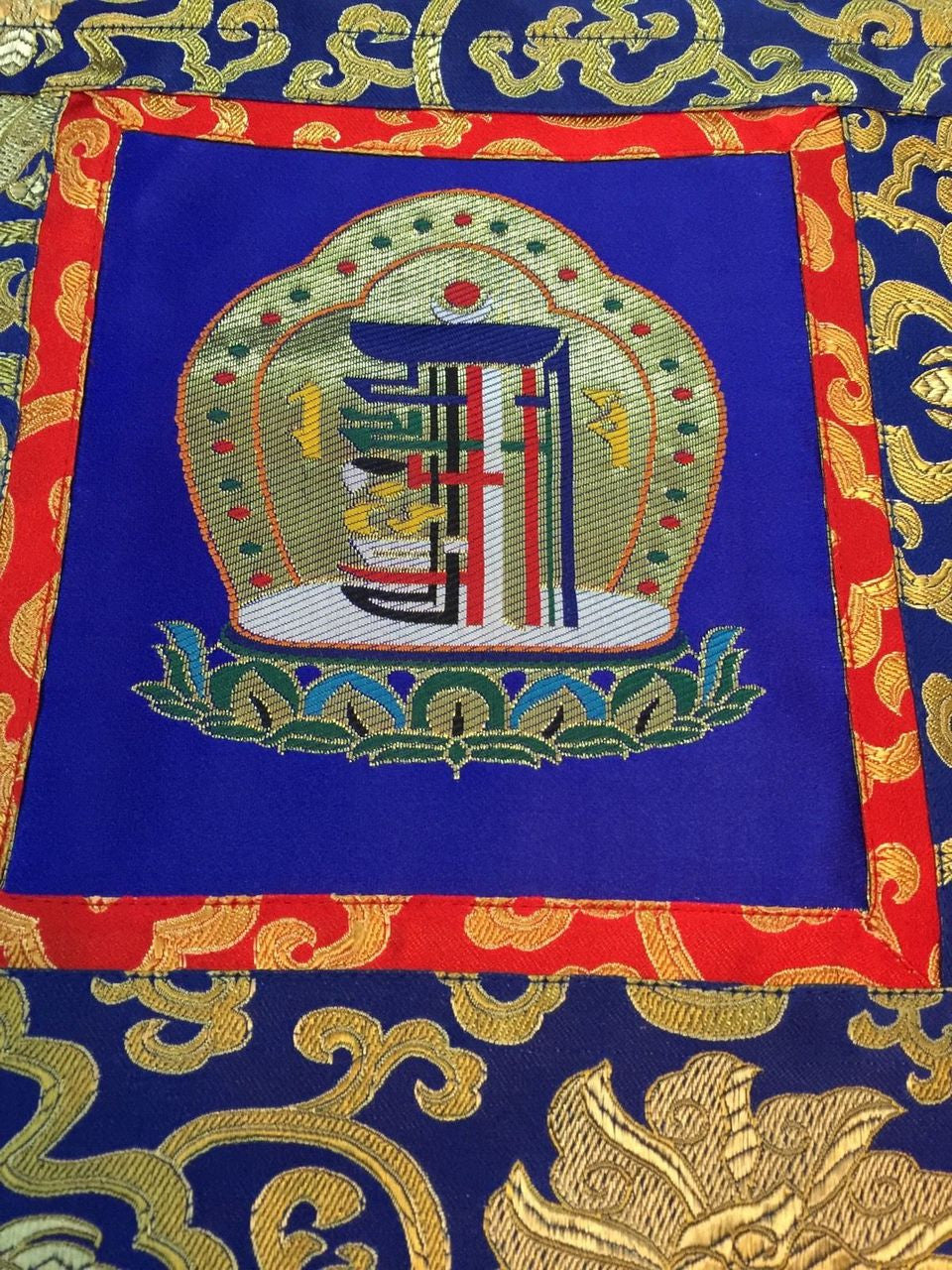 Tibetan Buddhism Silk Brocade Blue Kalachakra wall hanging/Thangka