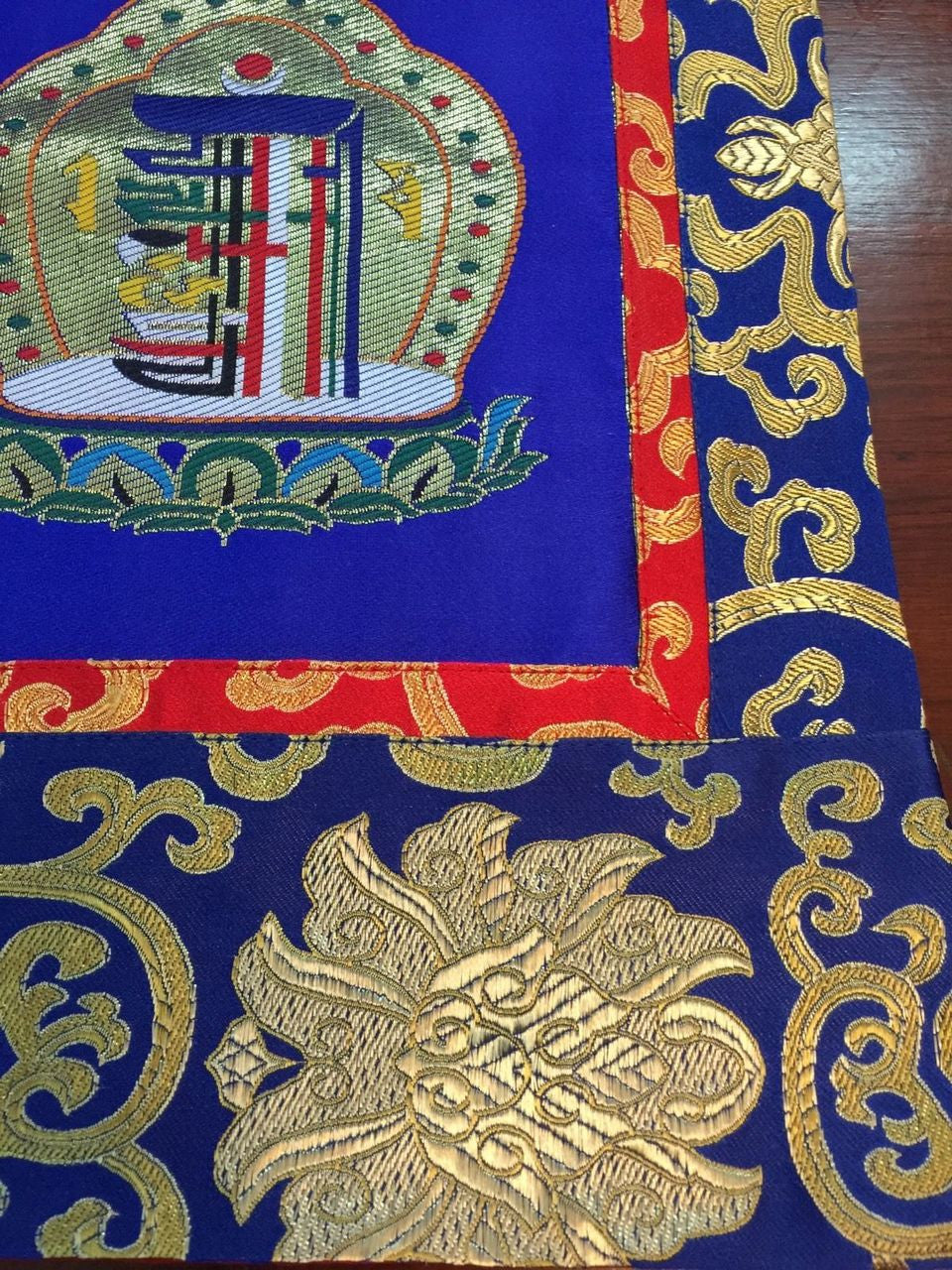 Tibetan Buddhism Silk Brocade Blue Kalachakra wall hanging/Thangka