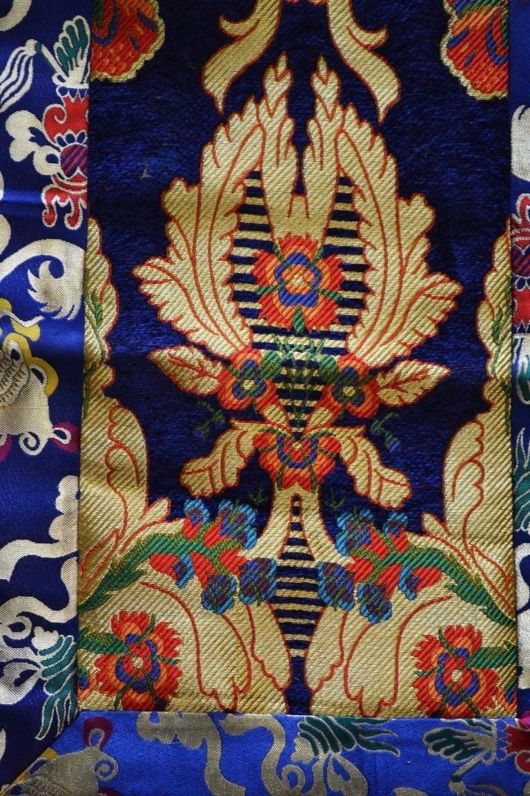 Tibetan high quality thick silk brocade blue shrine table runner / altar cloth / table cover