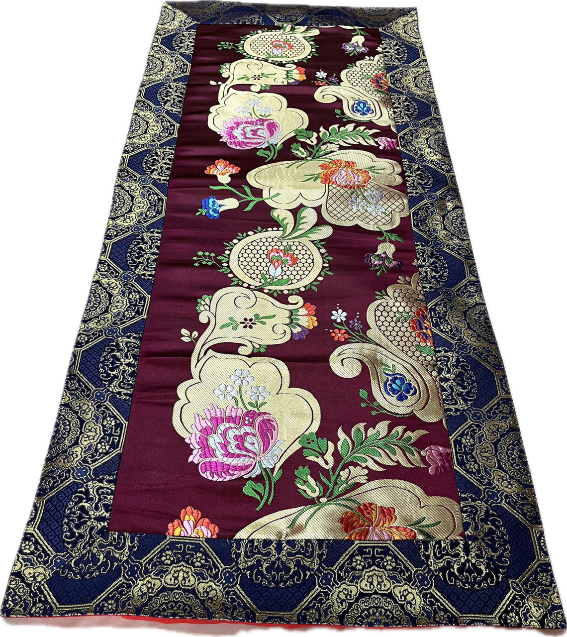 Tibetan Buddhist high quality silk brocade flower design shrine table runner / altar cloth / table cover