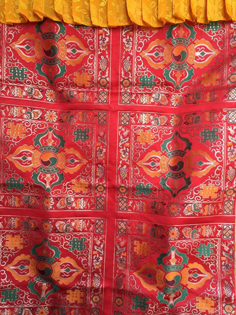 Tibetan Buddhism Silk Brocade Red Double Dorje / Cross Vajra Door hanging / Door Curtain / Door Cover