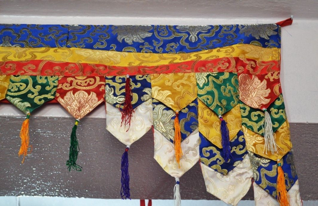 Tibetan Buddhism traditional silk brocade patch work door hanging / wall hanging