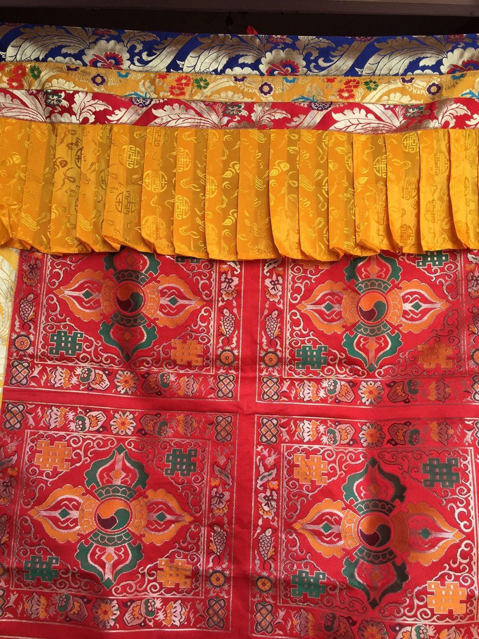 Tibetan Buddhism Silk Brocade Red Double Dorje / Cross Vajra Door hanging / Door Curtain / Door Cover