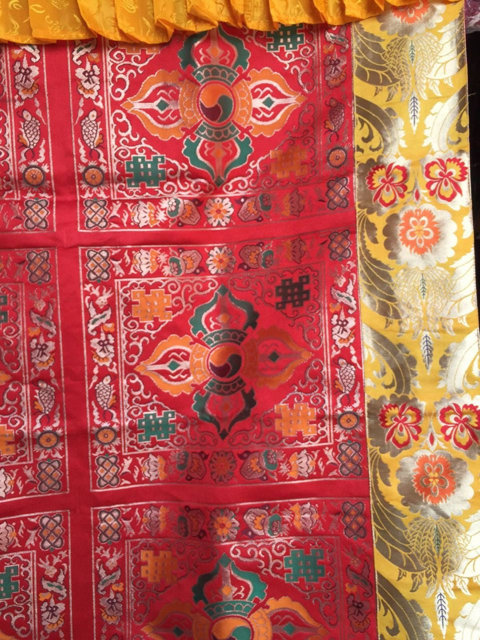 Tibetan Buddhism Silk Brocade Red Double Dorje / Cross Vajra Door hanging / Door Curtain / Door Cover