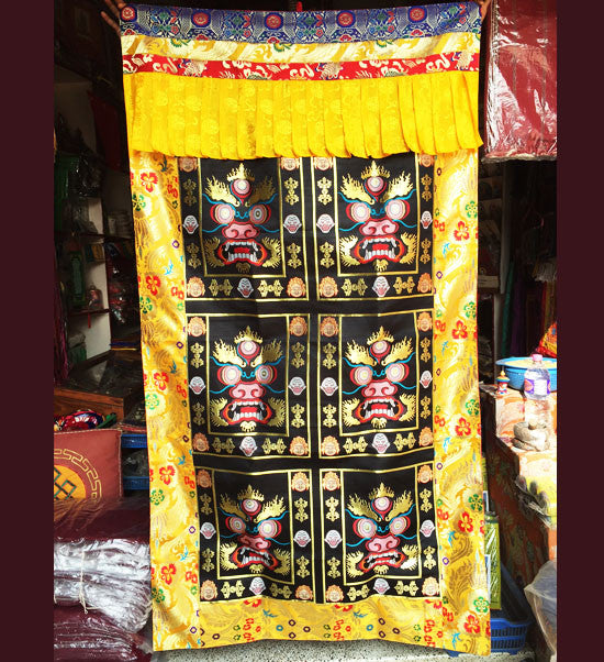 Tibetan Buddhist Silk Brocade High Quality Mahakala Door Hanging / Door Curtain