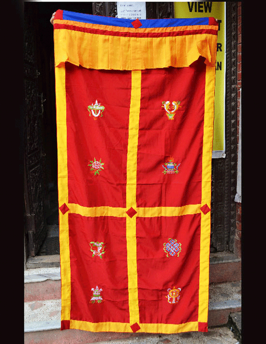 Tibetan Buddhist Eight Auspicious / 8 Lucky Symbols Door Hanging / Door Curtain