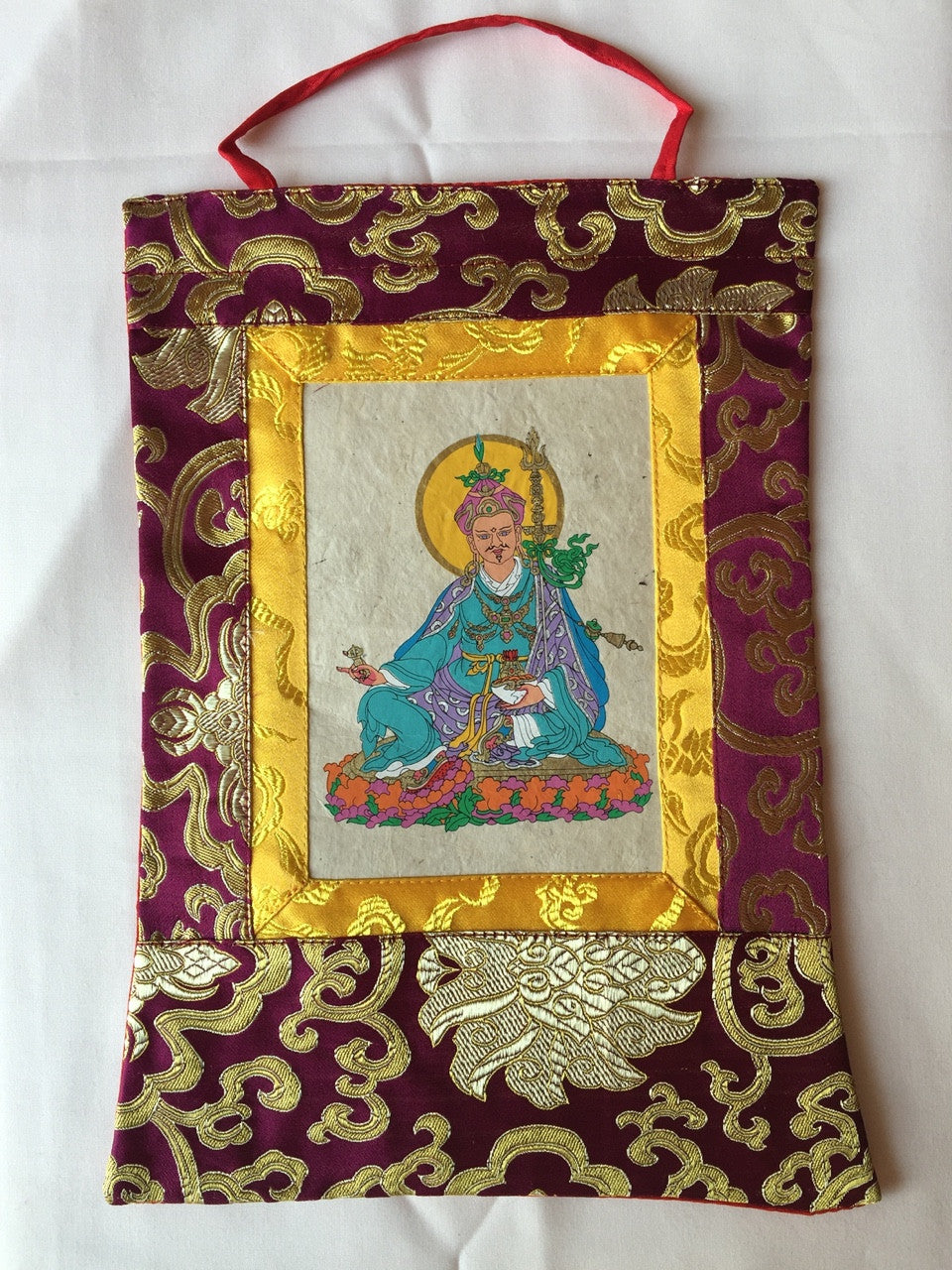 Tibetan buddhism guru rimpoche small hand printed thangka / wall hanging