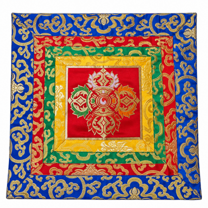 Free shipping for USA ,Tibetan Buddhist Silk Brocade Altar Table Cover with Sacred Dorje Design – Handmade in Nepal