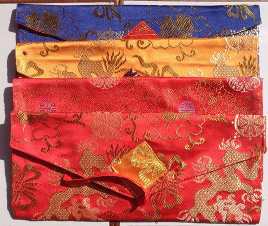 Tibetan Buddhism Silk Brocade Long Pecha Dharma Book cover / Text Cover