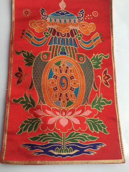 Tibetisch-buddhistisches Glückssymbol Seidenbrokat Tischset / Altartuch / Tischsets / Schreinbezug