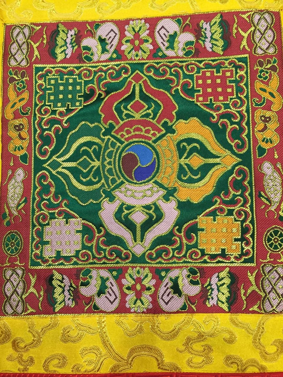 Tibetan Buddhist Green Double Dorji mat / shrine Cloth / Table Cover/ Altar Cloth / placeMat