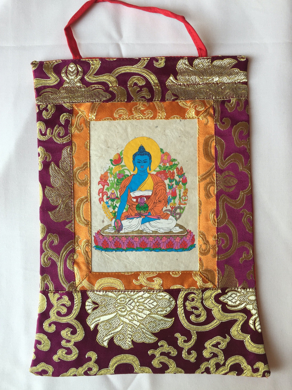 Tibetan Buddhism medicine Buddha small hand printed thangka / wall hanging