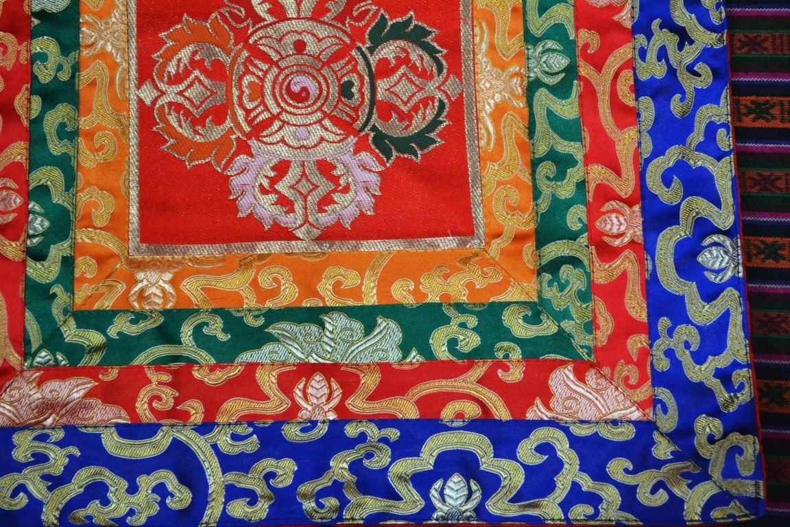 Tibetan high quality small silk brocade Red dorje design altar cloth/ table cover / shrine cover