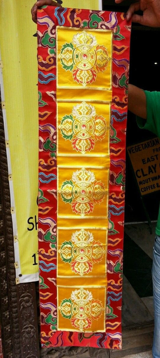 Tibetan high quality silk brocade yellow dorje table runner /altar cloth / shrine cover