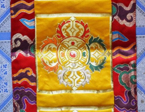 Tibetan high quality silk brocade yellow dorje table runner /altar cloth / shrine cover