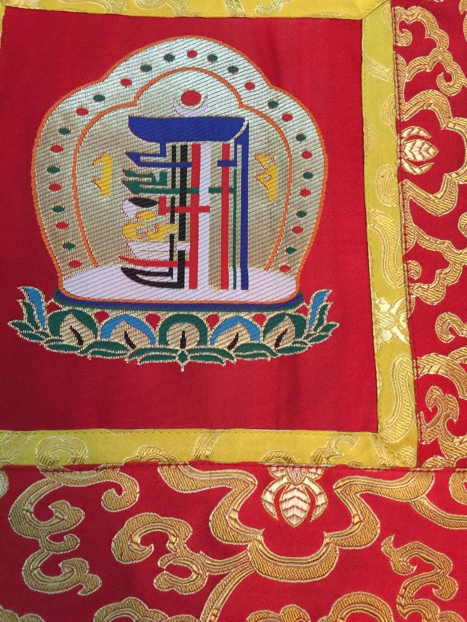 Tibetan Buddhism Silk Brocade Red Kalachakra wall hanging/Thangka