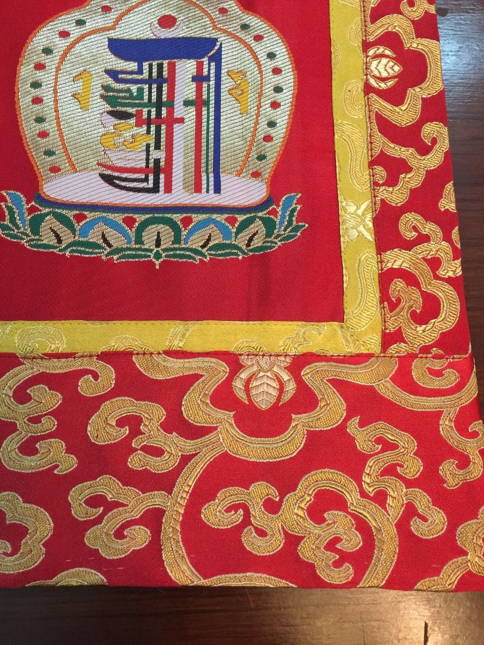 Tibetan Buddhism Silk Brocade Red Kalachakra wall hanging/Thangka