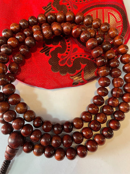 Nepalese buddhist red Sandalwood mala / prayer beads