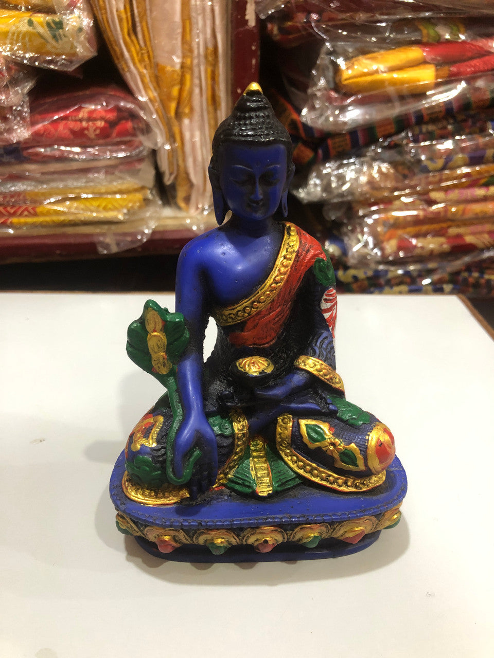 Tibetan buddhist medicine buddha cold cast resin hand painted statue