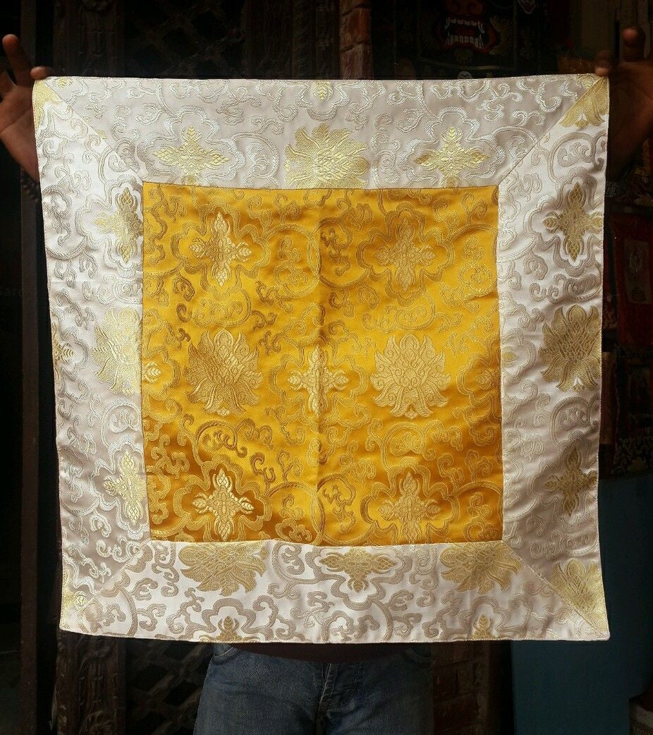 Tibetan silk brocade lotus design altar cloth / table cloth / shrine cover