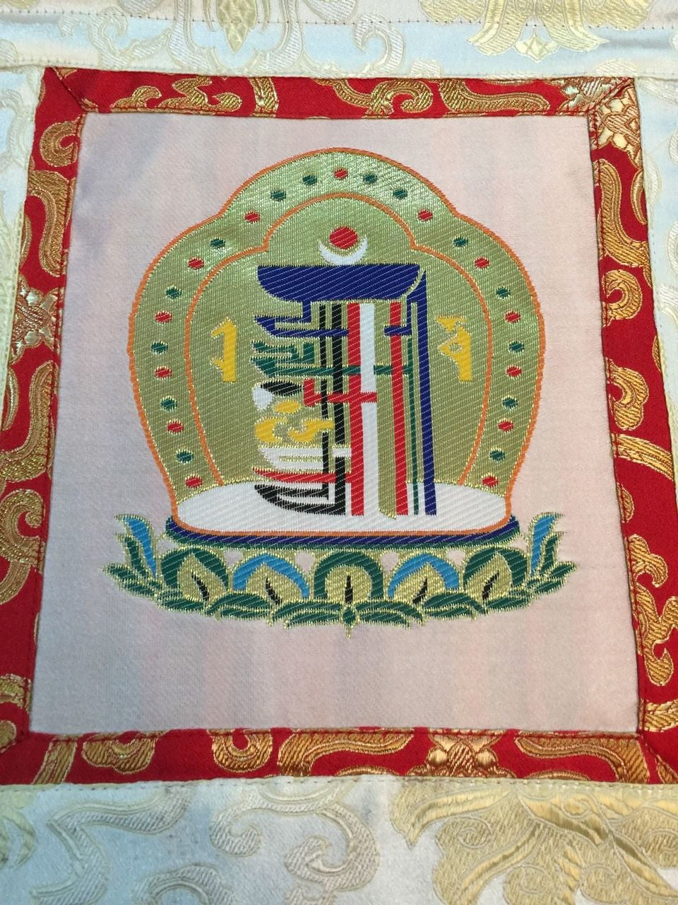 Tibetan Buddhism Silk Brocade White Kalachakra wall hanging/Thangka